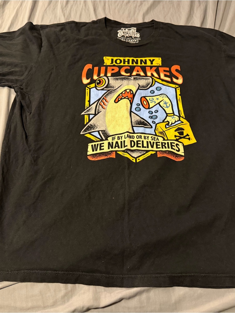 Johnny Cupcakes Black Tee with White Logo Tag